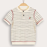 Striped shirt with embroidery - cream