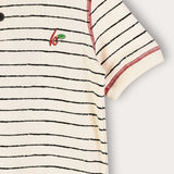 Striped shirt with embroidery - cream