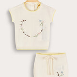 Baby Girls Set with Embroidery - White