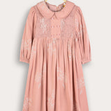 Collared Dress with Flowers - Pink