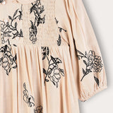 Collared dress with flowers - beige