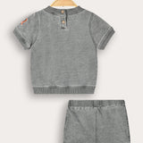 Embroidered jeans set - gray