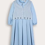 Shabbat dress with crocheted cardigan - light blue