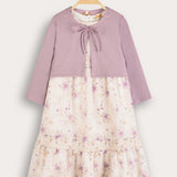 Floral dress + cardigan - purple