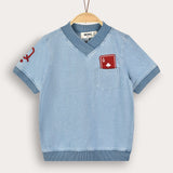 Denim shirt with embroidery - light blue