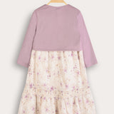 Floral dress + cardigan - purple