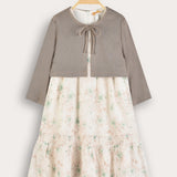 Floral dress + cardigan - green