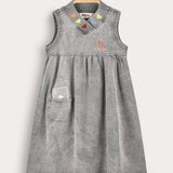 Denim sarafan with embroidery - gray