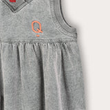 Denim sarafan with embroidery - gray