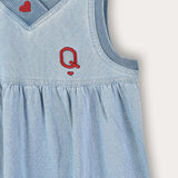 Denim saree with embroidery - light blue