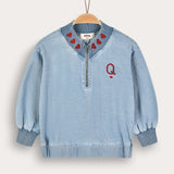 Denim shirt with embroidery - light blue