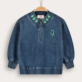 Denim shirt with embroidery - Navy