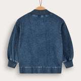 Denim shirt with embroidery - Navy