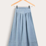 Midi-length denim skirt - light blue