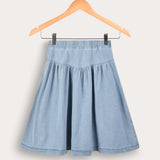 Flared denim skirt - light blue