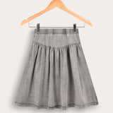 Flared denim skirt - gray