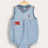 Denim overalls with embroidery - light blue