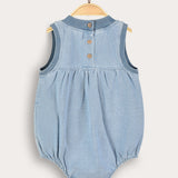 Denim overalls with embroidery - light blue