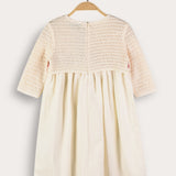 Festive dress with knitted flowers - beige