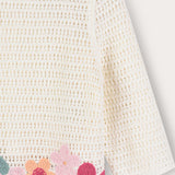 Crocheted floral knit top - cream