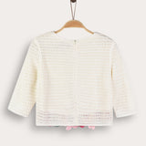 Crocheted floral knit top - cream
