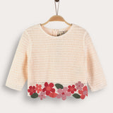 Crocheted floral knit top - beige