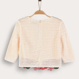 Crocheted floral knit top - beige