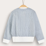 Striped Wrap Cardigan - Light Blue