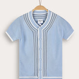 Buttoned knit shirt - light blue