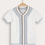 Buttoned knit shirt - cream
