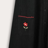 Button-down collared robe - black