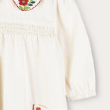 Dress with floral embroidery - cream
