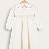 Dress with floral embroidery - cream