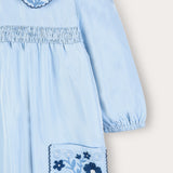 Dress with floral embroidery - light blue