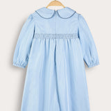 Dress with floral embroidery - light blue