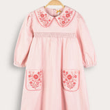 Dress with floral embroidery - pink