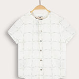 Checkered print button-down shirt - green