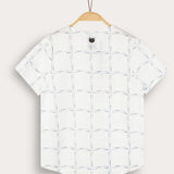 Checkered Print Button Down Shirt - Light Blue