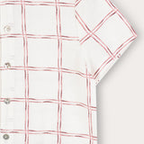 Checkered Print Button Down Shirt - Burgundy