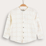 Plaid Print Button Down Shirt - Stone