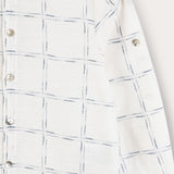 Checkered Print Button Down Shirt - Light Blue