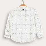 Checkered Print Button Down Shirt - Light Blue