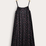 Sarafan robe with straps - black flowers