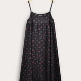 Sarafan robe with straps - black flowers