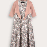 Ethnic print robe with cardigan - beige