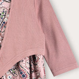 Ethnic print robe with cardigan - pink
