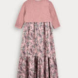 Ethnic print robe with cardigan - pink