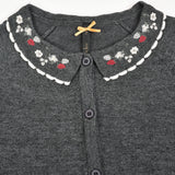 Knitted cardigan with embroidery - gray