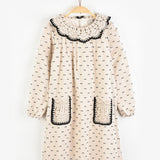 Pocket dress and knitted collar - Stone