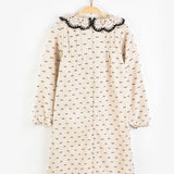 Pocket dress and knitted collar - Stone